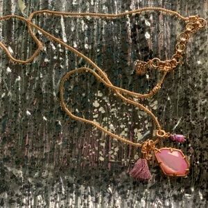 Kendra Scott Hailey Rose Gold Long Pendant Necklace in Lilac Mother of Pearl